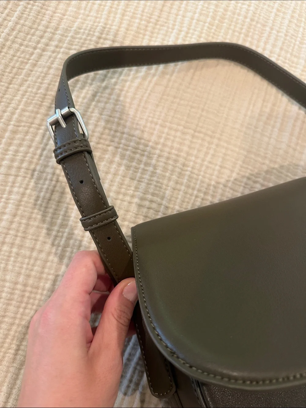 Old Navy Olive Green Saddle Crossbody Satchel